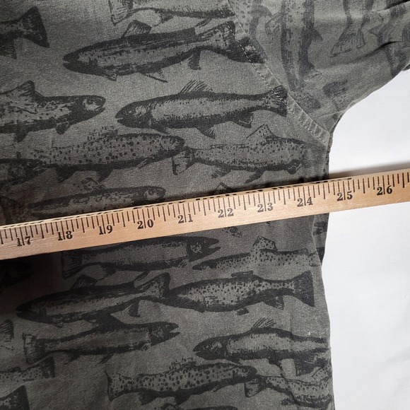 Woolrich Men's XL Olive Green All Over Fish Print Short Sleeve Polo - Picture 6 of 7